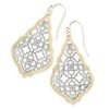 Addie Gold Drop Earrings in Silver Filigree Mix