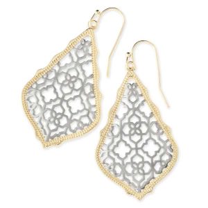 Addie Gold Drop Earrings in Silver Filigree Mix