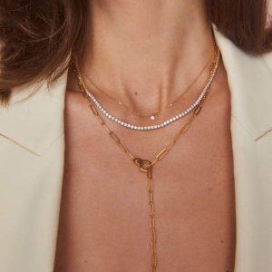 22 Inch Large Paperclip Chain Necklace in 18k Gold Vermeil - alternate view
