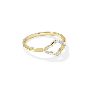 Abbie 14k Yellow Gold Pave Open Frame Band Ring