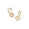 Ari Heart Gold Huggie Earrings in Rose Quartz