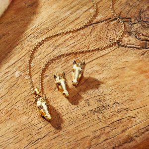 Beau Horse Pendant Necklace in Vintage Gold - alternate view