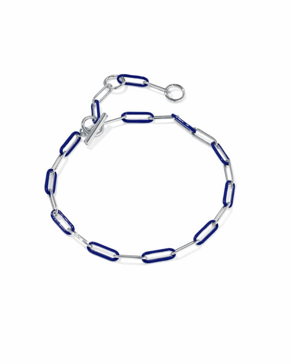 Courtney Silver Enamel Link and Chain Bracelet