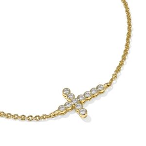 Cross Gold Crystal Delicate Chain Bracelet - view 2