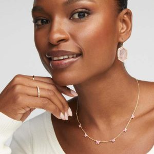 Daphne Gold Pave Frame Drop Earrings - view 2