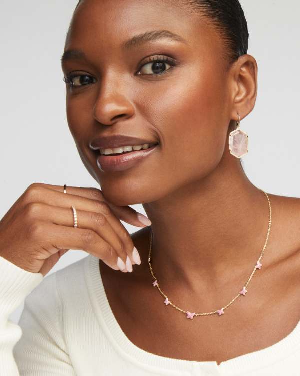 Daphne Gold Pave Frame Drop Earrings - view 2