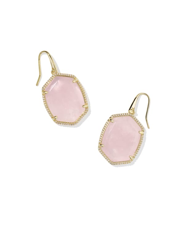 Daphne Gold Pave Frame Drop Earrings