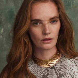 Tiger Striped Daphne Vintage Gold Statement Necklace - alternate view