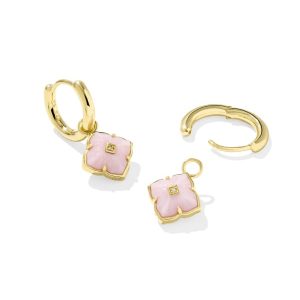 Dira 18k Gold Vermeil Carved Stone Huggie Earrings - view 2