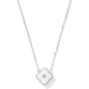 Dira Sterling Silver Carved Stone Pendant Necklace