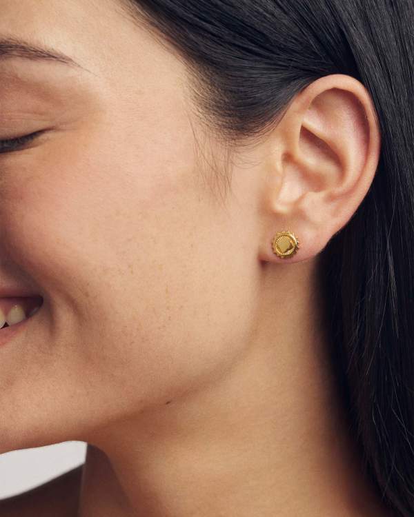 Dira Sun 18k Gold Vermeil Metal Stud Earrings - view 2