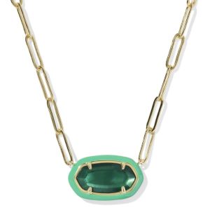 Elisa Enamel Frame Gold Paperclip Necklace