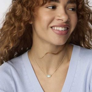 Elisa Gold Pendant Necklace in Light Blue Illusion - alternate view
