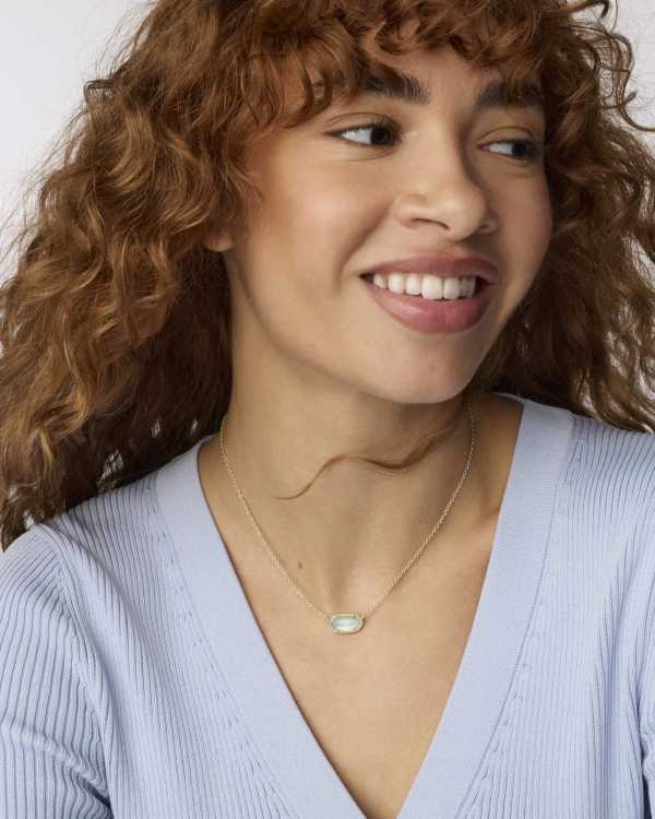Elisa Gold Pendant Necklace in Light Blue Illusion - alternate view