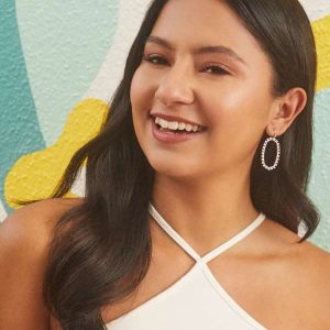 Elle Open Frame Crystal Drop Earrings in Silver - view 2