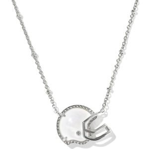 Football Helmet Silver Short Pendant Necklace
