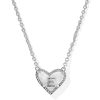 Ari Heart Letter E Silver Short Pendant Necklace