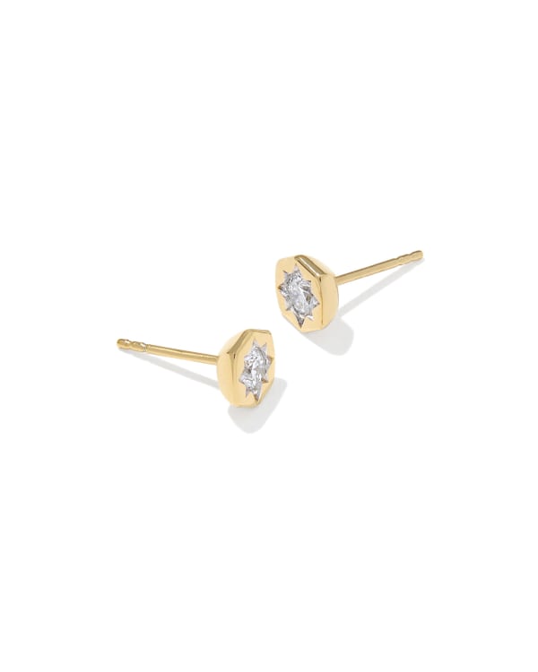 0.32 ct Lab Grown Diamond Davie Star Stud Earrings in 18k Yellow Gold Vermeil