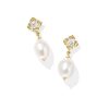 0.14 ct Lab Grown Diamond Dira 14k Yellow Gold Pearl Drop Earrings