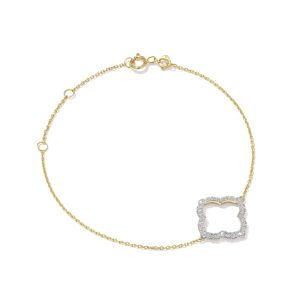 0.25 ct Lab Grown Diamond Dira 14k Yellow Gold Open Frame Delicate Chain Bracelet