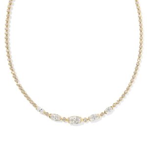 8.66 ct Lab Grown White Diamond Custom Elisa Tennis 14k Yellow Gold Necklace