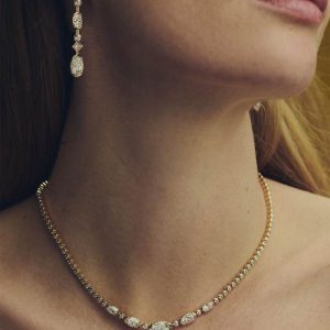 8.66 ct Lab Grown White Diamond Custom Elisa Tennis 14k Yellow Gold Necklace - view 2