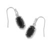 Lee Silver Drop Earrings in Black Opaque Glass