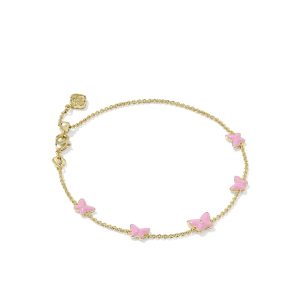 Lillia Butterfly Gold Enamel Delicate Chain Bracelet