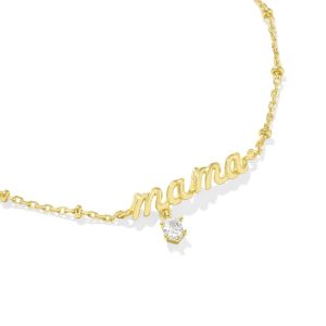 Mama Gold Crystal Delicate Chain Bracelet - view 2
