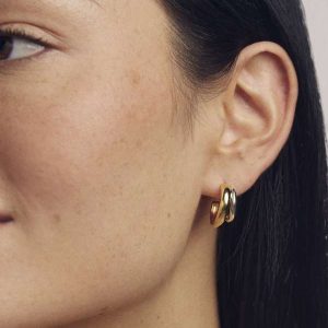 Meg Mixed Metal Double Huggie Earrings - view 2