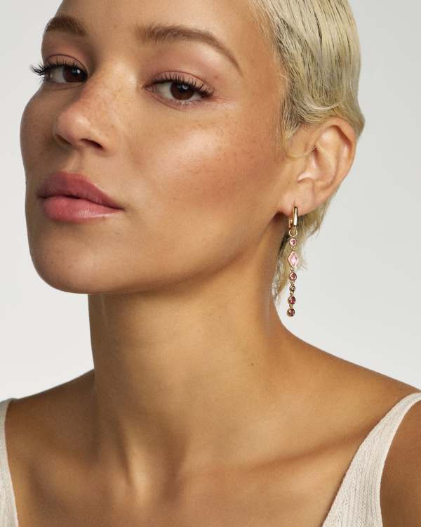 Mini Elisa Abbie Gold Convertible Huggie Earrings - view 2