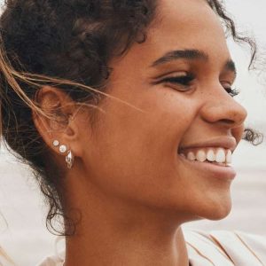 Mini Pave Circle 18k Gold Vermeil Single Stud Earring in White Topaz - view 2