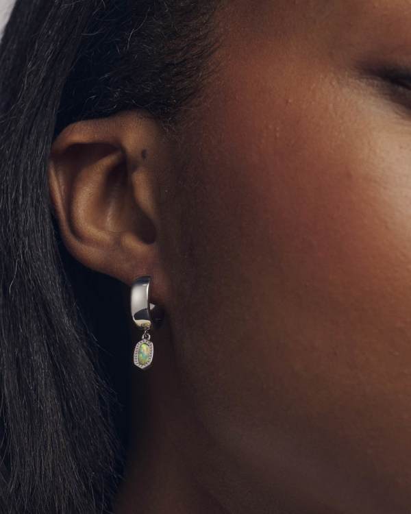Mini Ellie Silver Wide Huggie Earrings - view 2