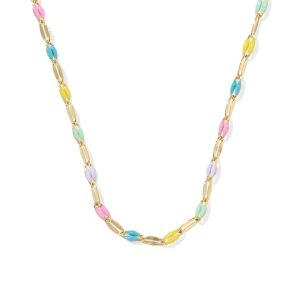 Multicolor Mirror 18k Gold Vermeil Chain Necklace