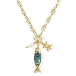 Parker Fish Gold Long Charm Necklace