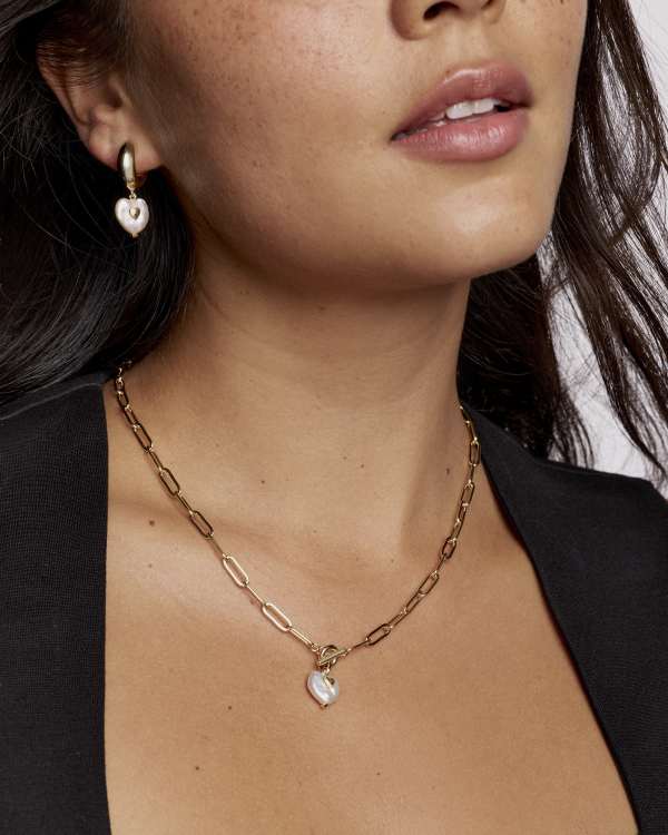 Sasha Heart Gold Link and Chain Necklace - alternate view