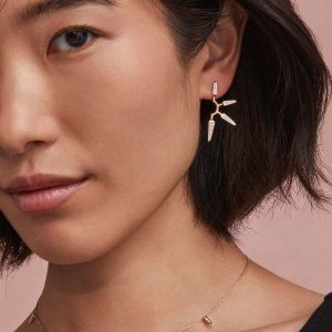 0.16 ct Small Spike 14k Yellow Gold Earrings - view 2