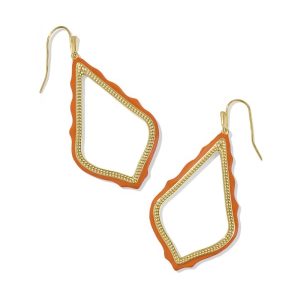 Sophee Enamel Gold Open Frame Earrings