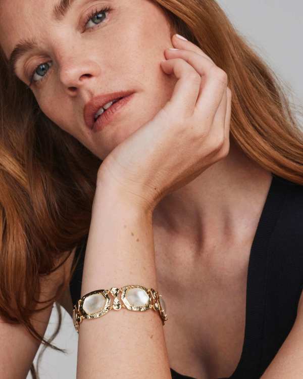Tiger Striped Daphne Gold Statement Bracelet - view 2