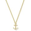 Tiny Anchor 18k Gold Vermeil Pendant Necklace in White Topaz