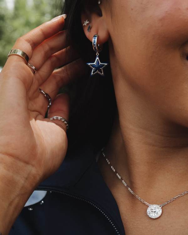 Tiny Five Point Star 14k White Gold Single Stud - view 2