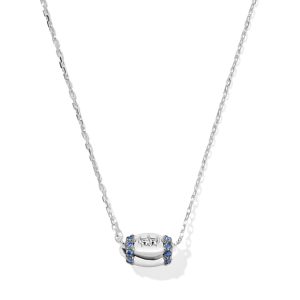 Tiny Football 14k White Gold Pendant Necklace