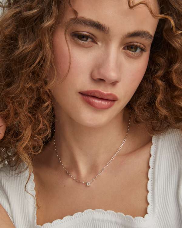Virginia Sterling Silver Paperclip Necklace in White Topaz - alternate view