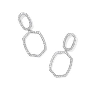 Daphne Pave Silver Open Frame Earrings