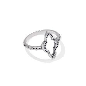 Abbie Open Frame Oxidized Sterling Silver Band Ring