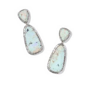 Jamie Etch Frame Vintage Silver Drop Earrings
