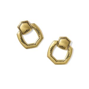 Keziah Etch Vintage Gold Open Frame Earrings