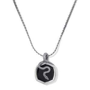 Phoenix Oxidized Sterling Silver Stone Charm Necklace