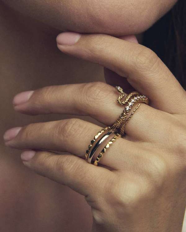 Quinn Triple Band Ring in Mixed Metal - view 2