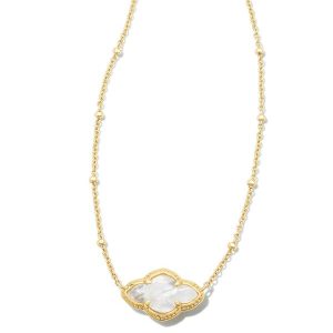 Abbie Gold Pendant Necklace in Ivory Mother-of-Pearl